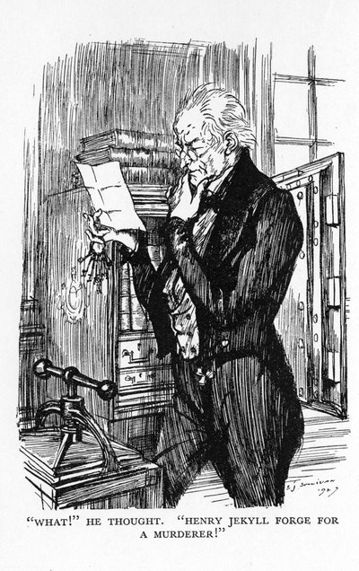 Scene from The Strange Case of Dr Jekyll and Mr Hyde by Robert Louis Stevenson by Edmund Joseph Sullivan