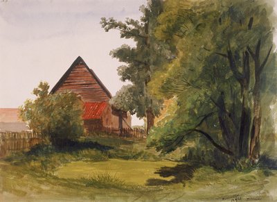 View of Hampstead with a Barn on the Left, Hampstead, Camden, London by Edmund Marks