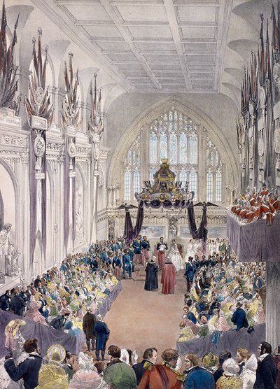 Napoleon III and Empress Eugenie at Guildhall, London by Edmund Morin