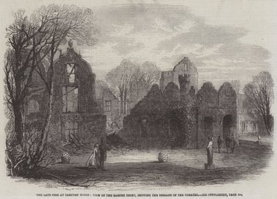 The Late Fire at Campden House, View of the Garden Front by Edmund Morison Wimperis