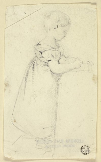 Little Girl Standing at Desk and Writing by Edmund Thomas Parris