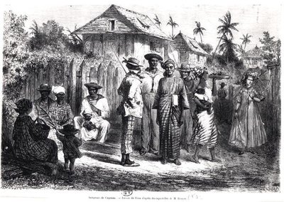 Natives of Cayenne, after Watercolours by M. Bouyer, Engraved by Antoine Valery Bertrand by Edouard (after) Riou