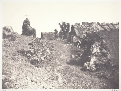 Chaumieres en Auvergne, with a Calvary by Édouard Baldus