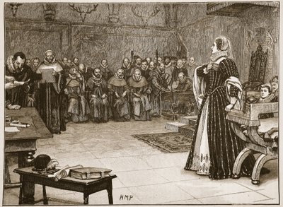 Trial of Mary Queen of Scots in Fotheringhay Castle, Illustration from 