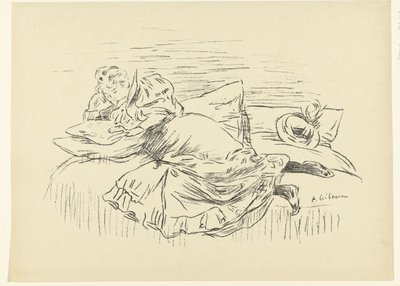Woman Reading Lying on Bed by Edouard Crébassa