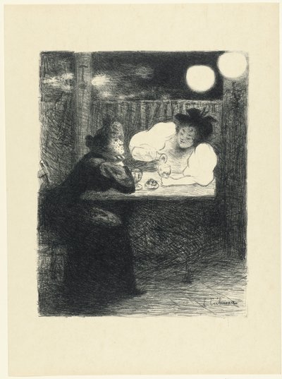 Two Women Drinking Absinthe at a Table in a Café (Les Femmes à l