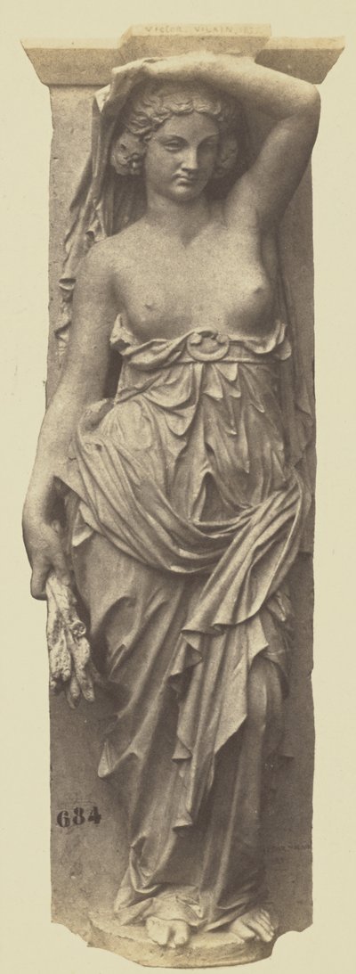 Caryatid by Victor Vilain, Decoration of the Louvre, Paris by Edouard Denis Baldus
