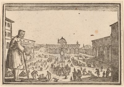 Piazza SS. Annunziata, Florence by Edouard Eckman after Jacques Callot