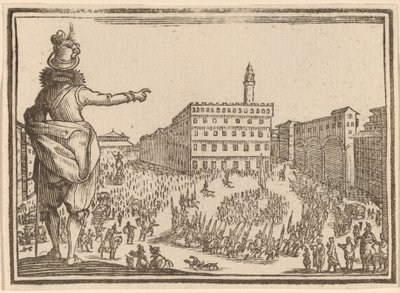 Piazza della Signoria, Florence by Edouard Eckman after Jacques Callot