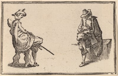 Two Seated Figures by Edouard Eckman after Jacques Callot