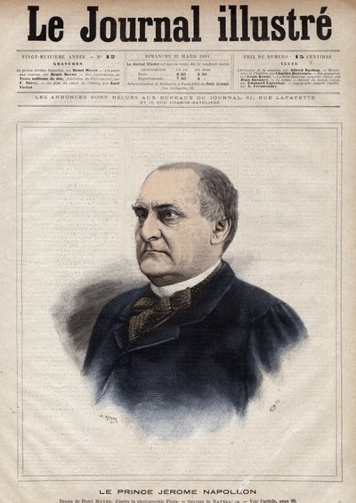 Jerome Bonaparte dit Plon (Plonplon) (1822-1891) (Napoleon-Jerome Bonaparte or Prince Jerome Napoleon), son of Jerome Bonaparte (1784-1860) - Engraving by Navellier in 