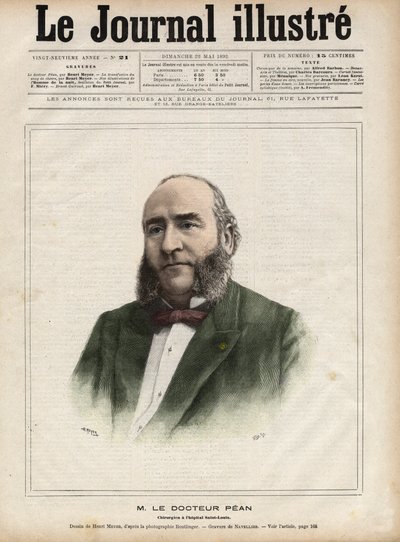 Portrait of Jules Emile Pean (1830-1898), French surgeon - Engraving by Navellier in 