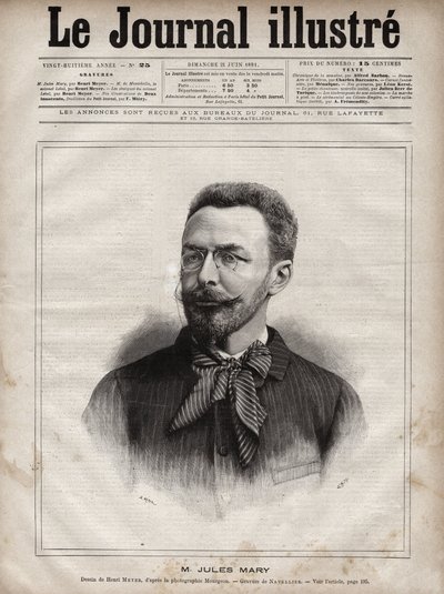 Portrait of Jules Mary (1851-1922), French writer - Engraving by Navellier in 