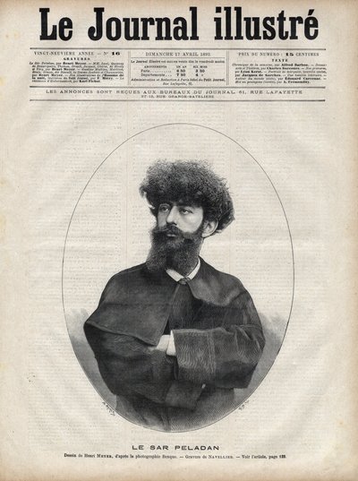 The Sar Merodack Josephin Peladan, pseudonym of Josephin Peladan (1858-1918) French writer and occultist - Engraving by Navellier in 