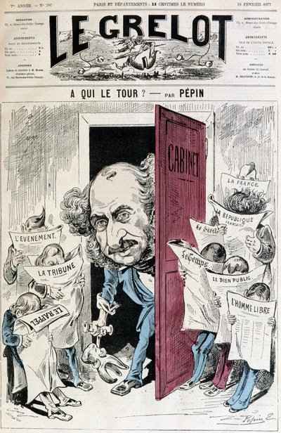 (Cartoon on Newspaper Censorship) - by Pépin, in “Le Grelot” of 18/02/1877 by Edouard Guillaumin Pepin