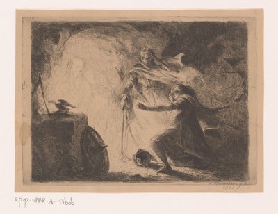 Saul with the Witch of Endor by Edouard Hamman (signed by artist)