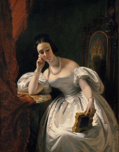 Young Girl with a Portrait, 1840 by Edouard Louis Dubufe