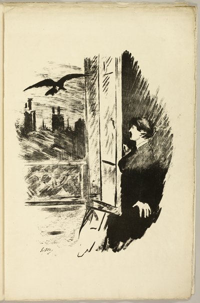 At the Window ("Open here I flung the shutter..."), from The Raven by Édouard Manet