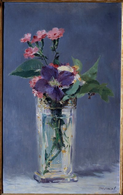Carnations and Clematites in a Crystal Vase by Édouard Manet