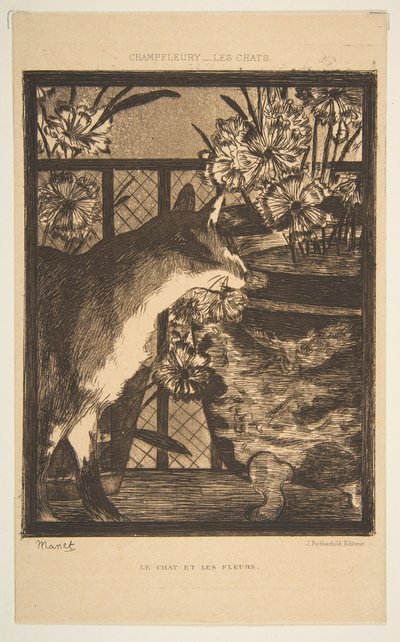 Cat and Flowers. Illustration to The Cats by Champfleury by Édouard Manet
