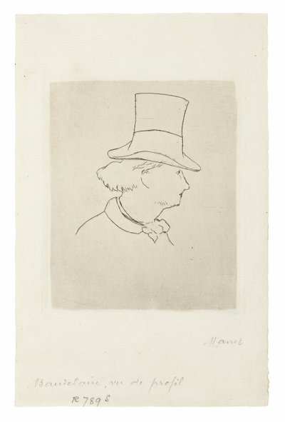 Charles Baudelaire, In Profile II by Édouard Manet