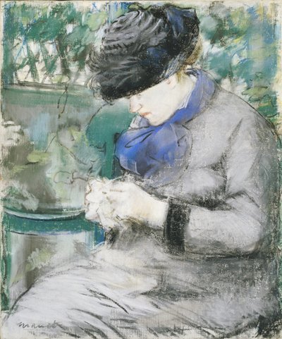 Girl Sitting in the Garden, or Knitting by Édouard Manet