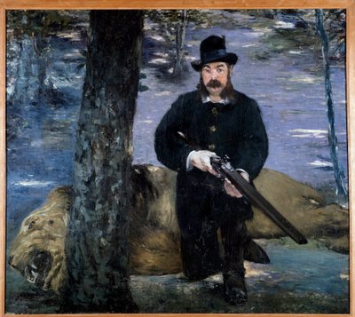 Monsieur Pertuiset. A hunter posing near a lion, his hunting trophy by Édouard Manet