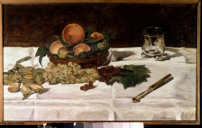 Still life, fruits on a table by Édouard Manet