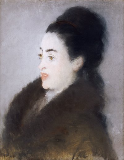 Woman in a Fur Coat in Profile by Édouard Manet
