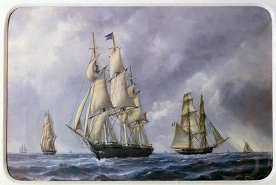 Three Mat English and Brick French in 1881. Watercolour by Edouard Adam. 1881. Paris, Musee de la Marine by Edouard Marie Adam