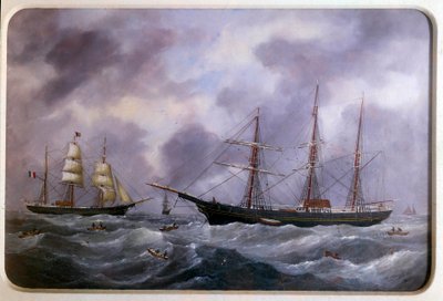 Vessels fishing on the bank of Newfoundland in 1885 by Edouard Marie Adam