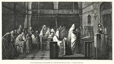 Synagogue During a Torah Reading by Edouard Moyse