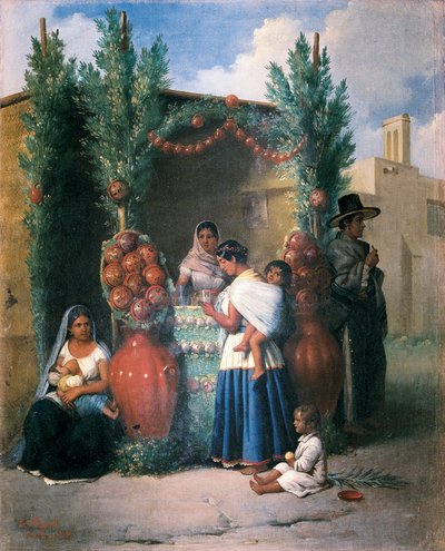 Scene near a Refreshment Stand in a Mexican Street by Edouard Pingret