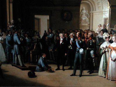 Tsar Alexander I (1777-1825) visiting the Paris Hotel de La Monnaie on 25th May 1814 by Edouard Pingret