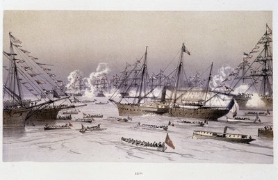 Entrance of the Eagle to Port Said for the inauguration of the Suez Canal - in 