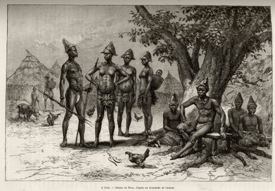 In Lera, types of Mandes. Engraving by Riou, to illustrate the story From Niger to the Gulf of Guinee by Captain Louis Gustave Binger by Edouard Riou