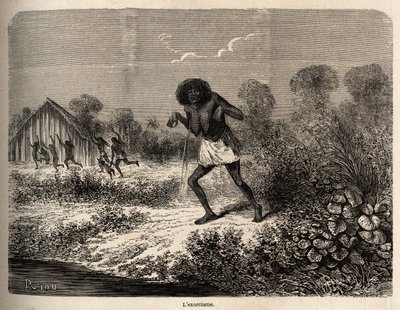 Panic among the Conibos Indians by Edouard Riou