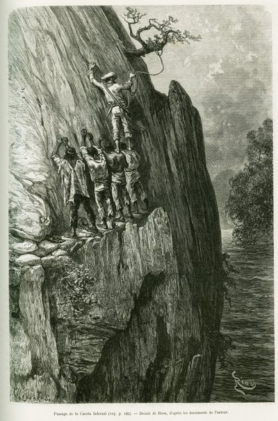 Passage of the Cuesta Infernal. Engraving by Riou, to illustrate the story 