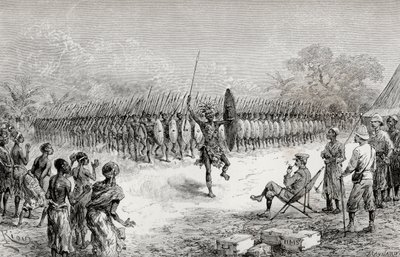 Sir Henry Morton Stanley watching a phalanx dance by Mazamboni