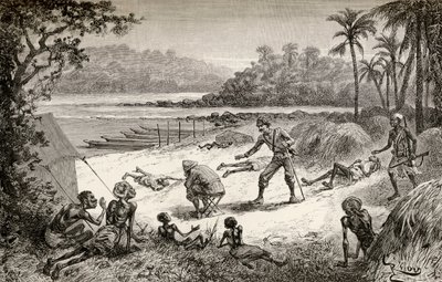 The Rescue of Robert H. Nelson and Survivors at Starvation Camp, Ipoto by Edouard Riou