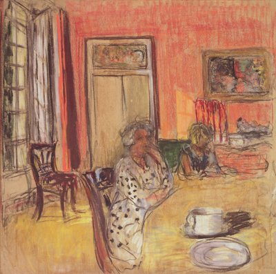Madame Hessel and Lulu in the Dining Room at the Château des Clayes, c.1935-38 by Edouard Vuillard