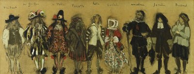 Study for costumes for nine actors in 