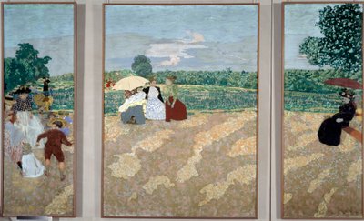 The Public Gardens: The Nurses, The Conversation and the Red Umbrella - Triptych by Edouard Vuillard