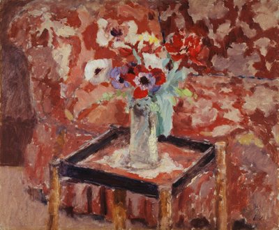 Vase of Anemones on a Table by Edouard Vuillard