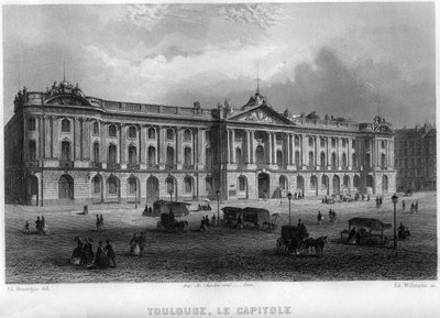 View of the capitol of the city of Toulouse, Haute-Garonne, Midi-Pyrenees, France. Engraving by Willmann in 