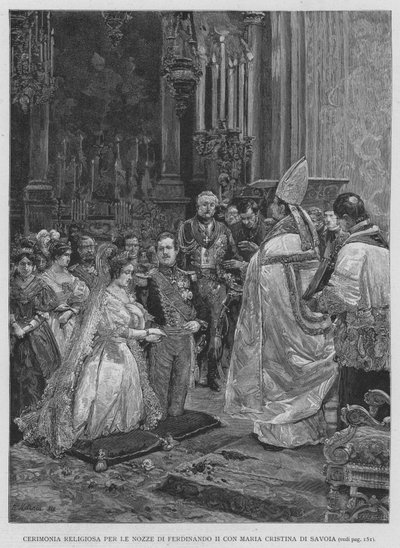 Religious Ceremony for the Wedding of Ferdinand II with Maria Cristina of Savoy by Edouardo Matania
