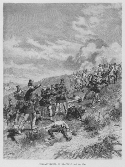Battle of Staffalo (engraving) by Edouardo Matania