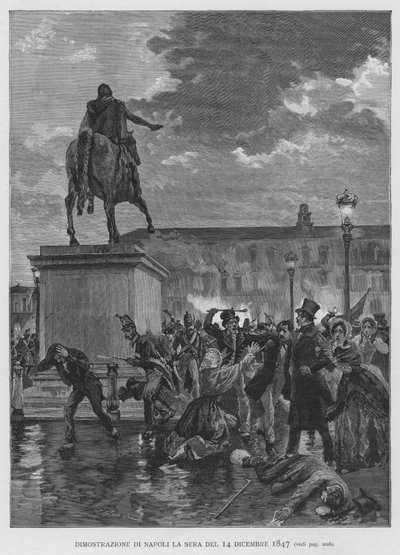Demonstration in Naples on the Evening of December 14, 1847 by Edouardo Matania