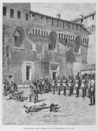 Execution of the Insurgents of February 6 (engraving) by Edouardo Matania