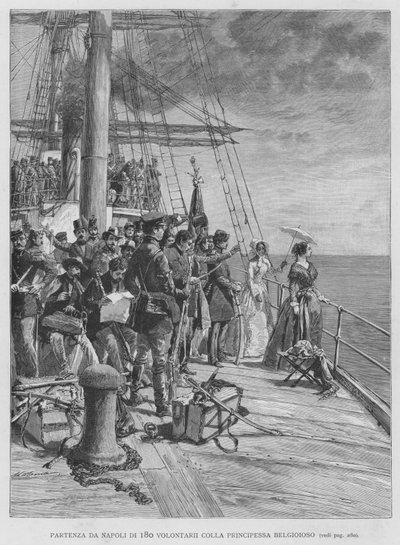 Departure from Naples of 180 Volunteers with Princess Belgioioso by Edouardo Matania